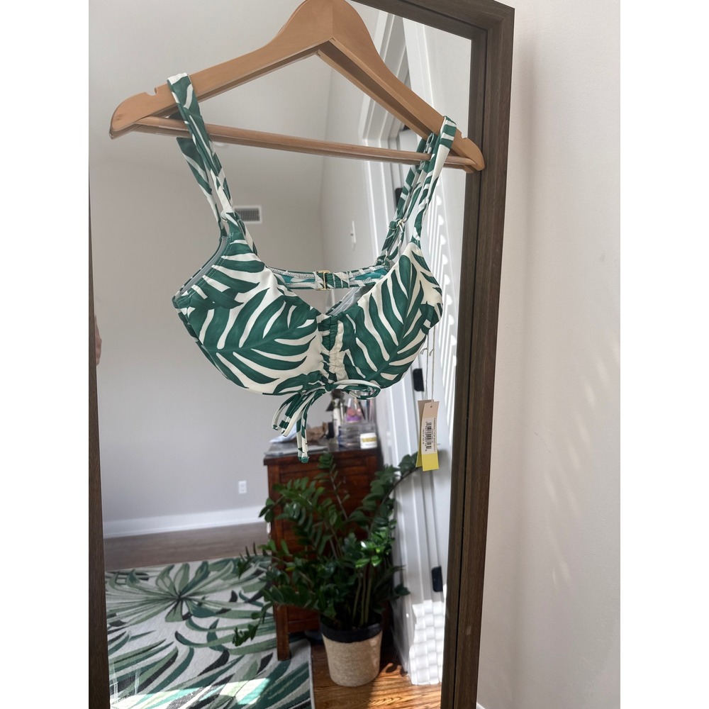 Summersalt Palm Print Bikini‎ Top Adjustable Straps Removable Pads New Green